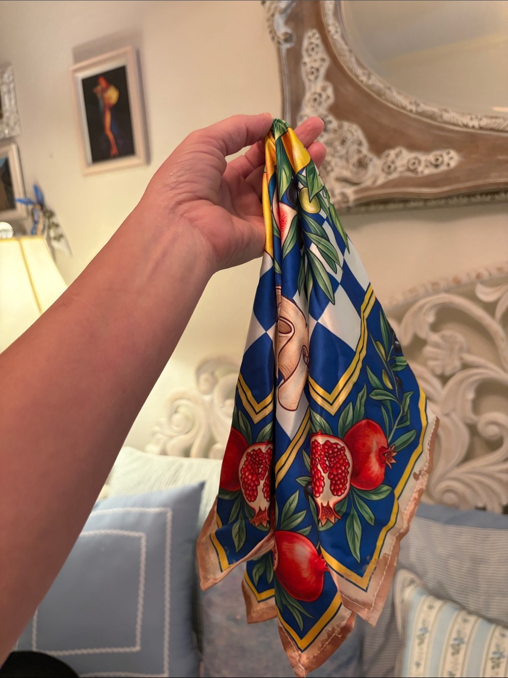 Amalfi Coast Limoncello Traditions Blue Lemon Square Scarf - Picture 2 of 2